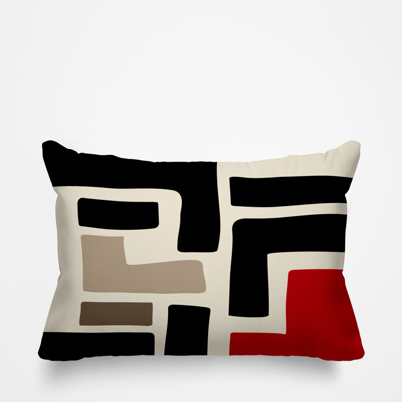 Coussin décoratif intérieur / extérieur en polyester filé Briddie, Rouge, H 14 po x l 20 po