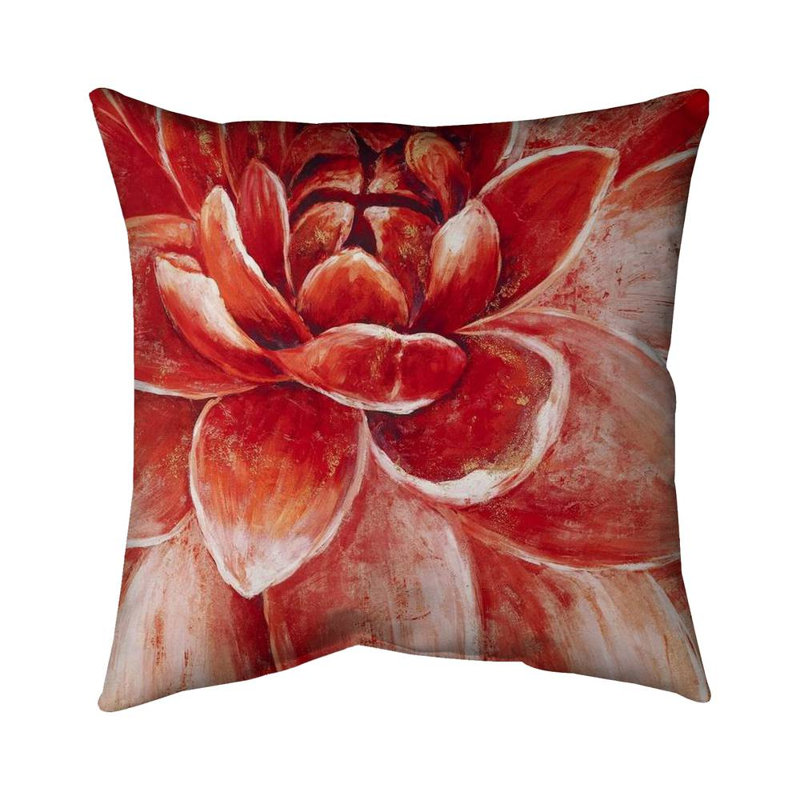 Red chrysanthemum - 20"x20" Outdoors Throw pillow - Spun poly - Print on demand