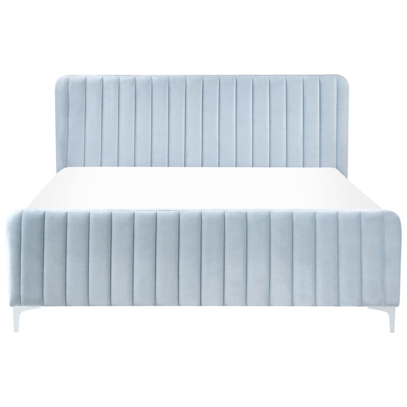 Bed Velvet LUNAN Light Blue, European Kingsize (160 x 200 cm)