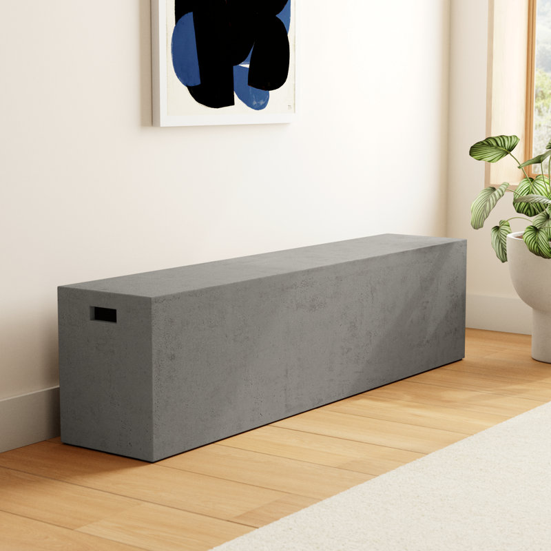 Kareen Concrete Bench, Dark Gray, 18"H x 70.75" W x 14" D