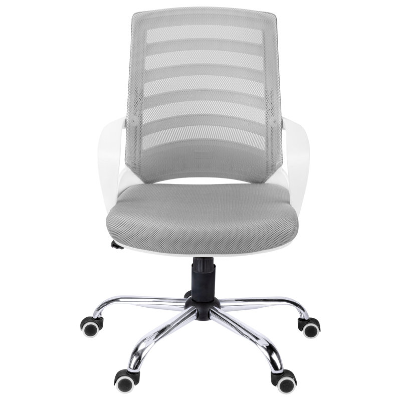 Fauteuil de travail ergonomique réglable en hauteur et inclinable, pivotant, filet en maille grise, base en métal, bureau moderne réglable