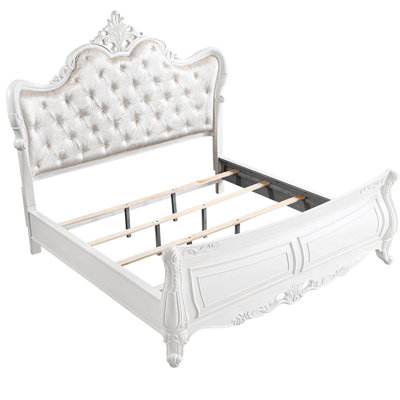 Modern Style Bed Made With Wood In Pearl White