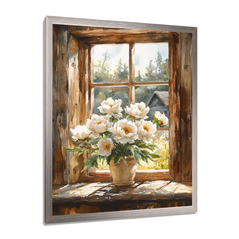 Harville - salon d'art mural floral, H 40 po x l 30 po, Reproduction encadrée d'une seule photo, Argent argent