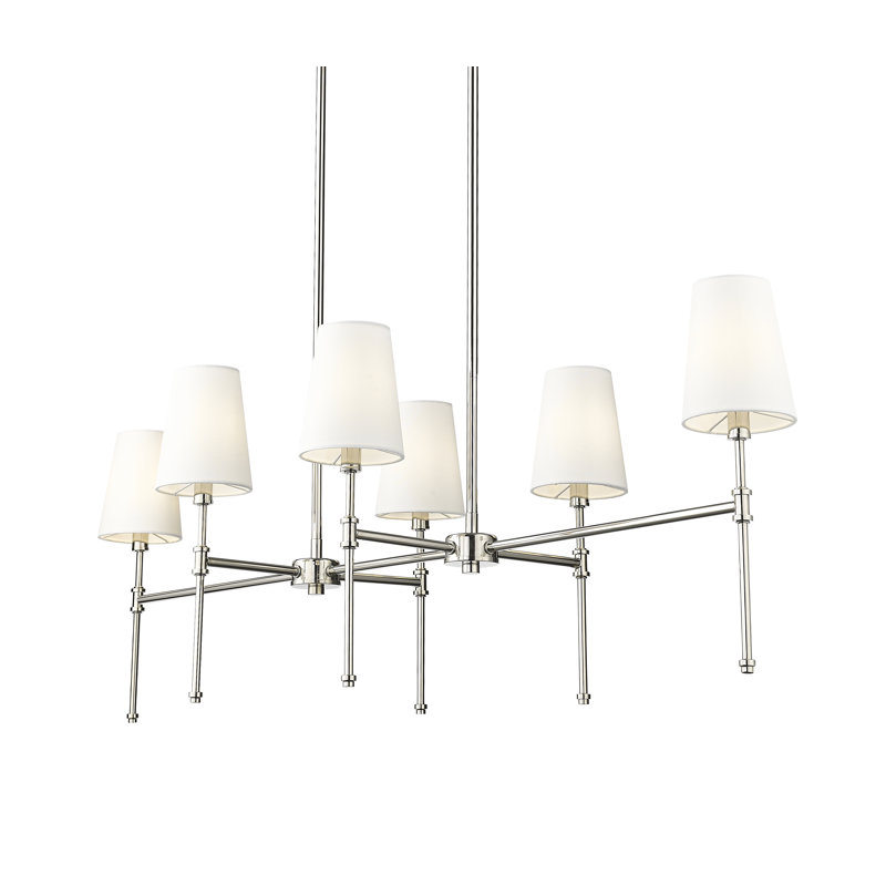 Lustre à 6 lumières de 48 po de large Heise, Nickel poli