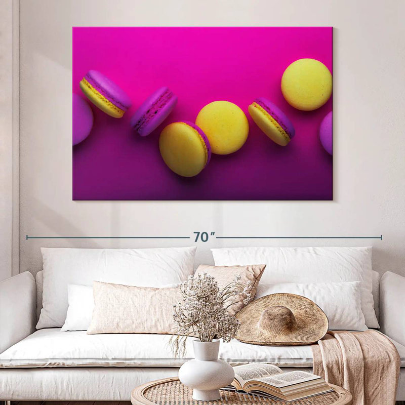 Yarlin - magenta et macarons jaunes, H 20 po x l 30 po