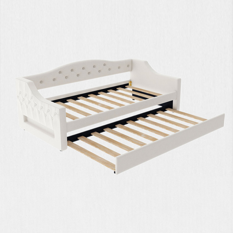 Lit de jour simple TG avec lit gigogne, Beige