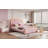 Comfortable Upholstered Platform Bed With Adjustable Headboard And LED Lights For Kids-591793705-591793708