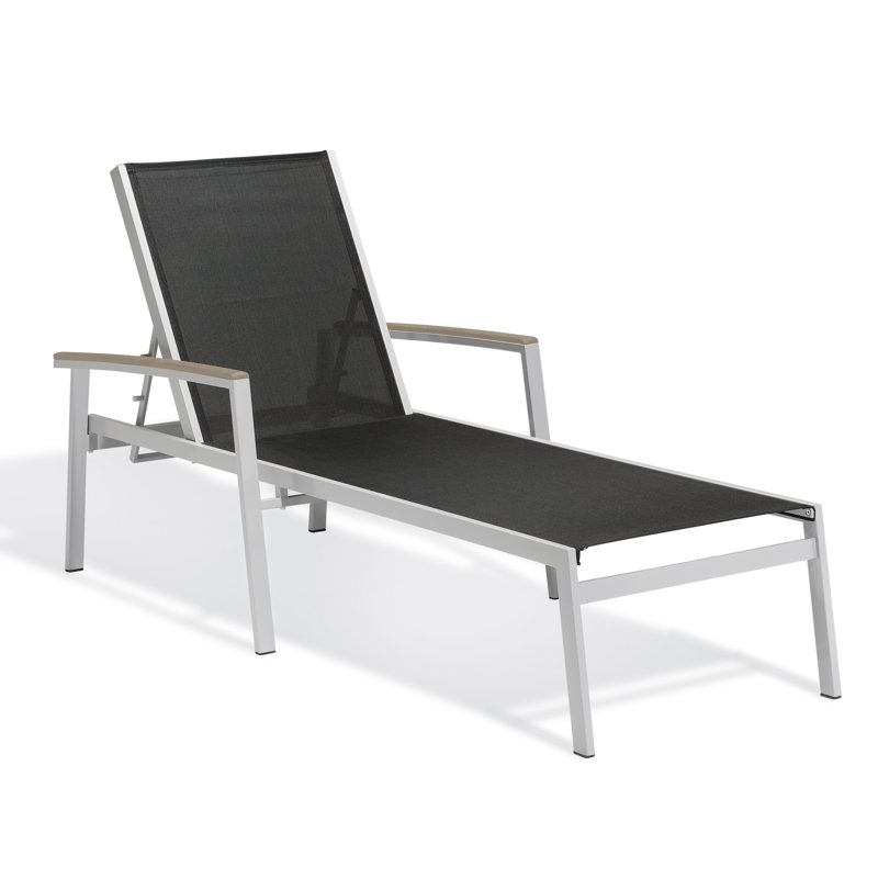 Travira Outdoor Chaise Lounge, Black, Tekwood Vintage, Flint