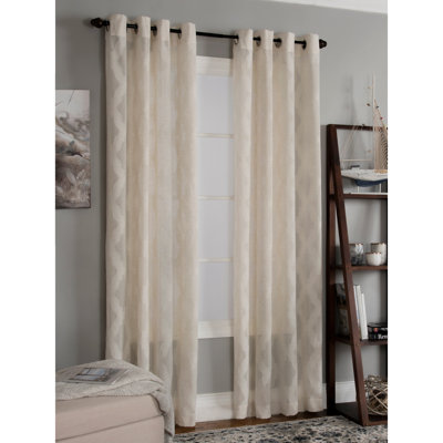 Tishawn Polyester / Linen Light-Filtering Woven Geometric Curtain Panel with Grommet Top 
