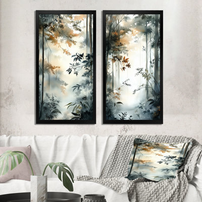 Forêt tropicale ensoleillée - Tableau mural en deux parties sur toile