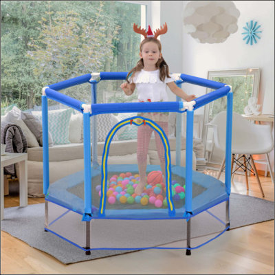 Trampoline pour tout-petits avec filet de sécurité et balles, mini trampoline intérieur / extérieur pour enfants