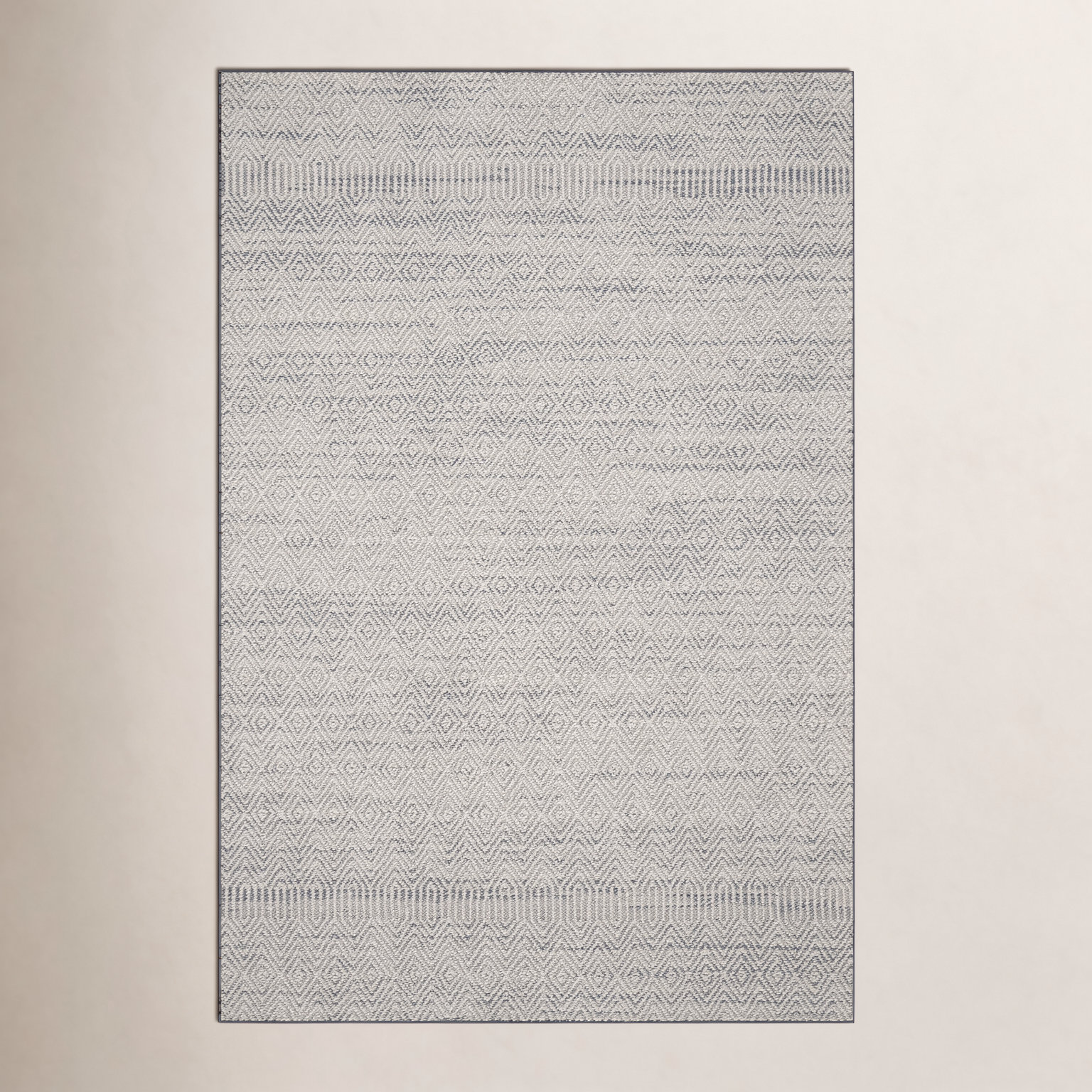 Gray White Geometric Outdoor Rug, Rectangle 7'10" x 10'1"