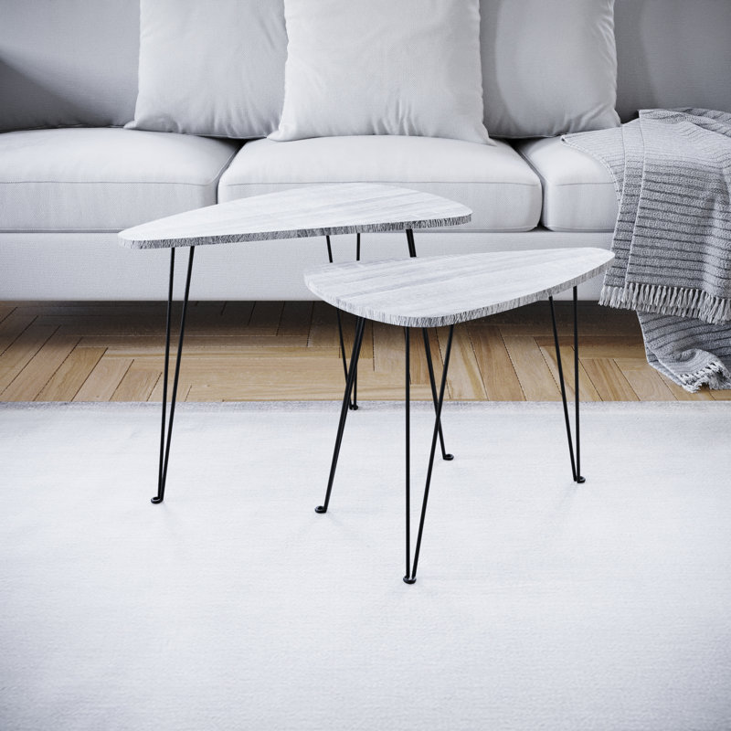 Nest of 2 Oval Tables, Stylish Modern Living Room Home Furniture, Grey