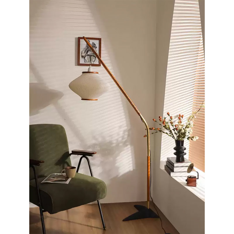 Medieval-style wooden 3D-printed floor lamp with hardware