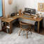 Bureau en coin en bois massif avec tablettes de rangement-1725692009