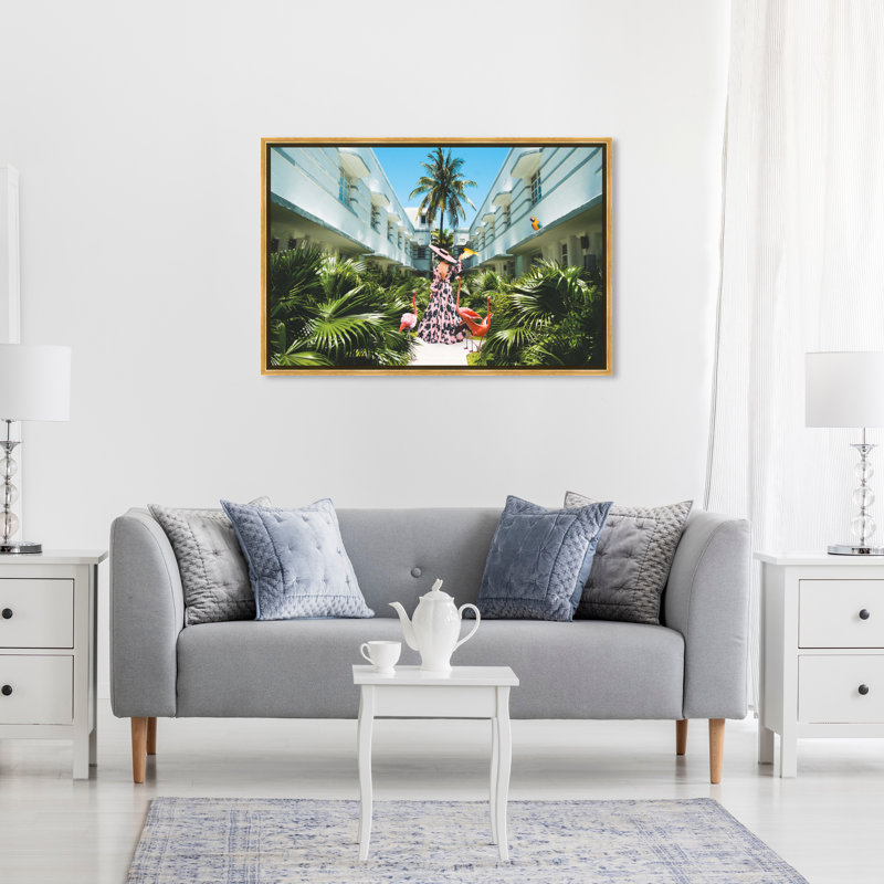 Miami déco - Photographie sur toile, Toile avec cadre doré, H 20 po x l 30 po