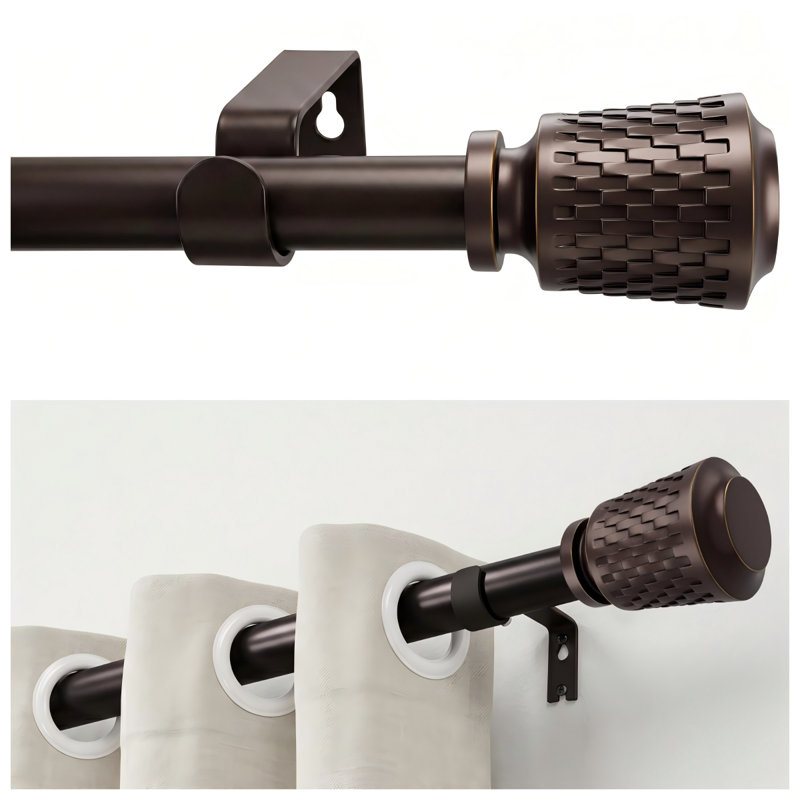 Tringles à rideaux robustes pour fenêtres de 32 à 144 pouces, ensemble de tringles à rideaux bronze réglables de 1 pouce avec installation facile et design moderne