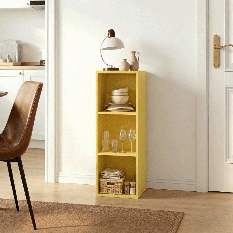 Bomeda 3-Tier Bookshelf Open Shelf Bookcase, Yellow, (3 Shelves) 31.5"H x 9.61"W x 9.37"D, Yellow