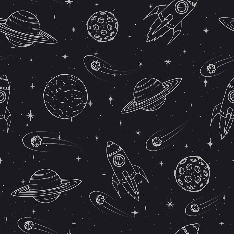 Rouleau de papier peint adhésif Fulcher US Made - Space Adventures, L 16,67 po x l 25 po