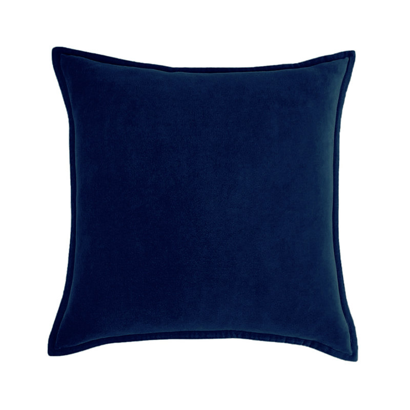 Navy Set of 2 Velvet Solid Colors Decorative Throw Pillows size  20"x20" with 580g each inserts, Navy, 20"H x 20"W, Polyester