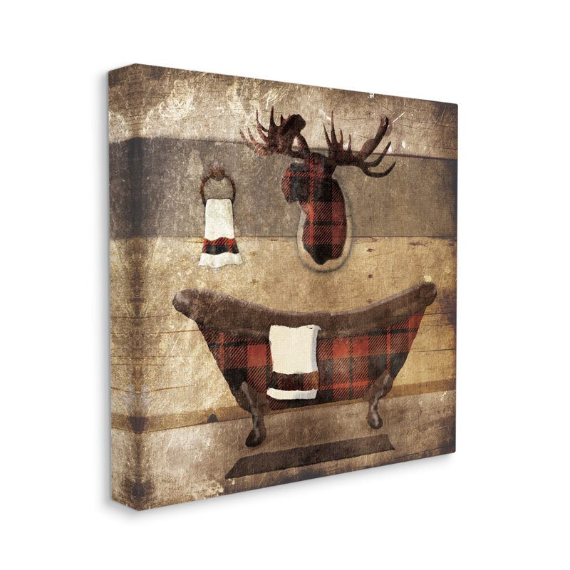Motif texturé en bois à carreaux, Toile tendue, L 36 po x H 36 po