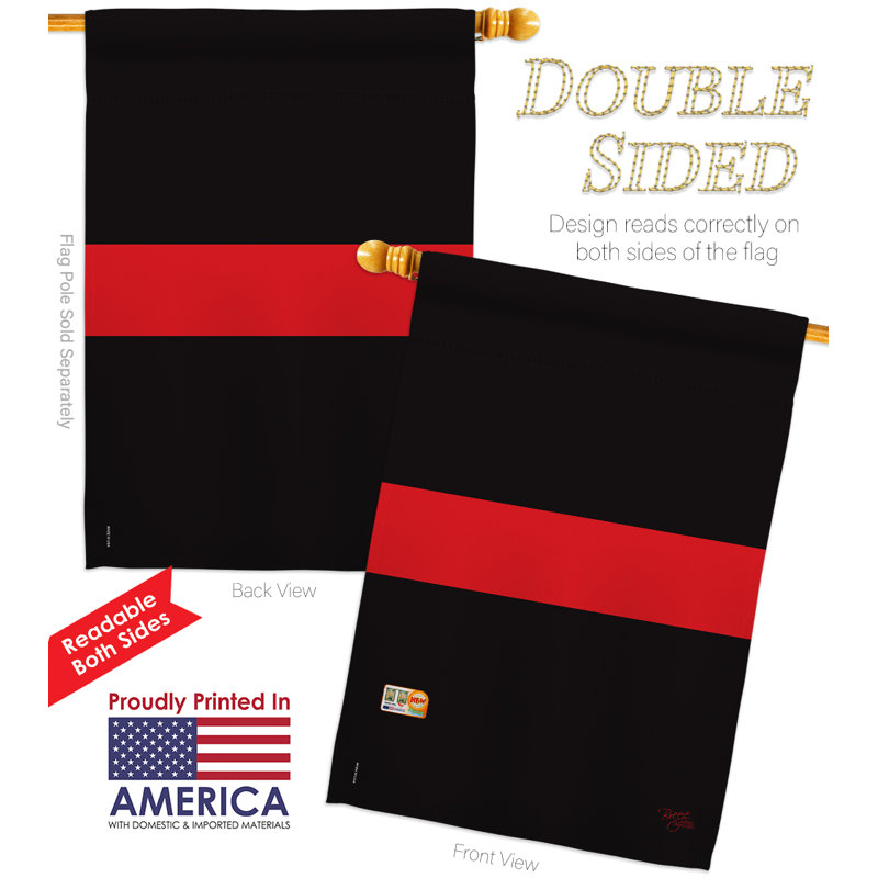 Mélange de polyester décoratif à 2 côtés 40 x 28 po à impressions par rayures ensemble de drapeau, Rouge