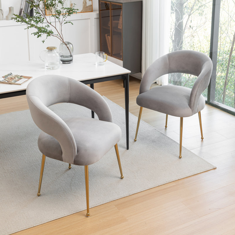 Lokelani 19.3'' H Velvet Upholstered Armchair, Gray, 2