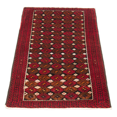 Tapis rouge en laine noué à la main de conception unique 3 pi 5 po x 6 pi 3 po nouvel âge Kalgoorlie