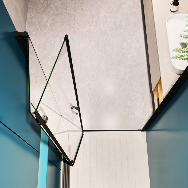 Universal Pivot Shower Door With 1/4" Tempered Glass 3072 - Matte Black, 30"-31 3/8" W, 72" H, Stainless Steel Handle, Leak Proof Attribute, Simple Installation Alternate Pivot, Wide, High,