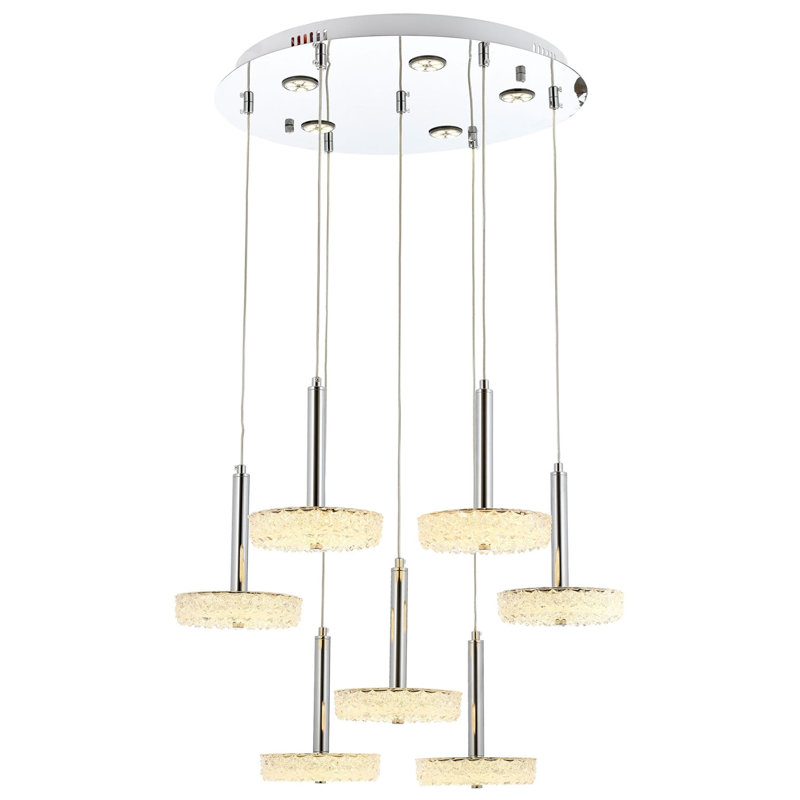 Luminaire suspendu cylindrique à 7 lumières DEL