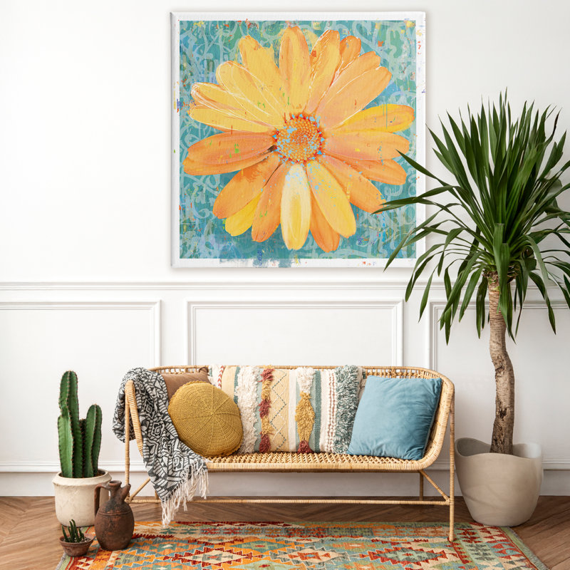 Marguerite urbaine sur toile graffiti, design par Porter Hastings, H 36 po x l 36 po