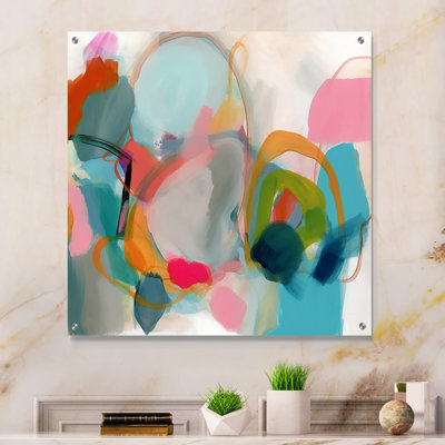 Rose, bleu, minimalisme, fludité, art abstrait moderne