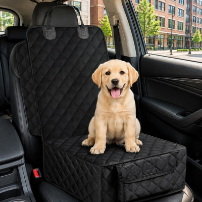 Cette housse pour chien de siège capitaine offre une protection complète du siège avant. Imperméable, anti-rayures et antidérapante, elle est dotée de rabats latéraux et d'une grande poche de rangement avant et convient aux voitures, camions et SUV.