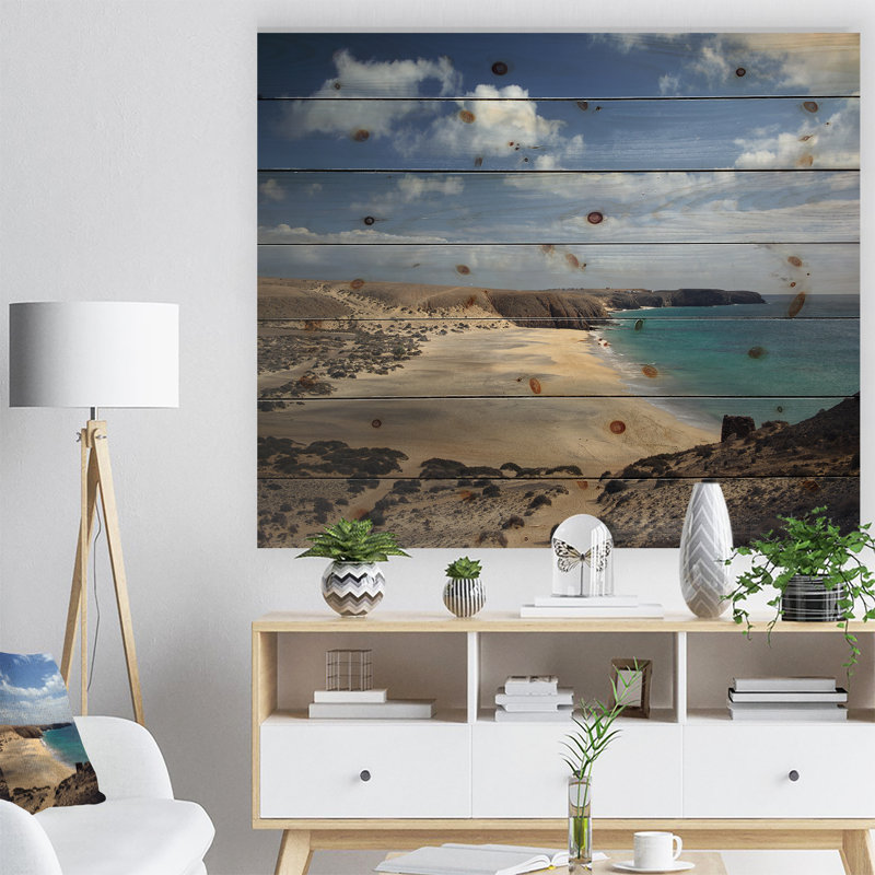 « brillante mer shore avec blue eaux »-impression, H 30 po x l 40 po x P 1,5 po, Bois
