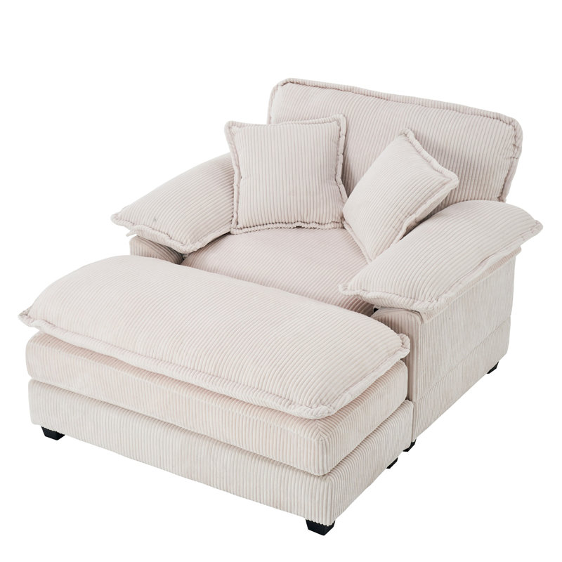 Canapé inclinable en velours côtelé 46,9 po, Blanc