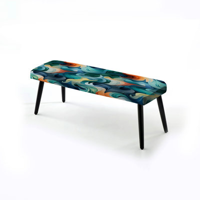 Deep Sea Dive Plunge Waves - Coastal Upholstered Black Bench