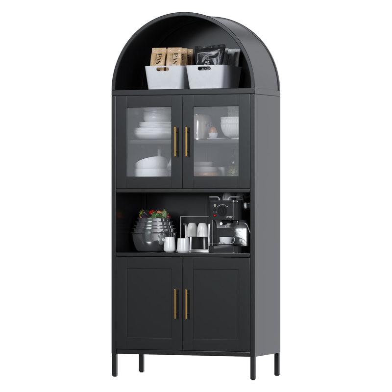 Metal Display Cabinet With Glass Doors And Adjustable Shelves, Modern Freestanding Arched Cabinet, Antique Cabinets, Porcelain Cabinets, Bookshelves,assembly Required