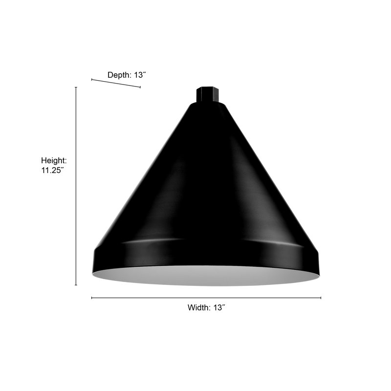 Abat-jour conique 1 lumière Latitude Run® Emariya en noir satiné avec abat-jour en aluminium noir