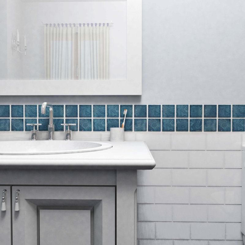 Resort 2" x 2" Porcelain Grid Mosaic Tile, Coral Blue