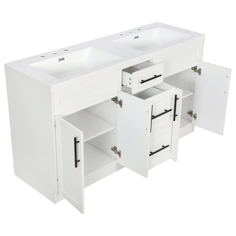 Freestanding Standard Double Vanity Bathroom Vanity With Resin Top
