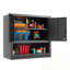 Armoire de rangement murale en métal avec porte verrouillable et tablette ouverte