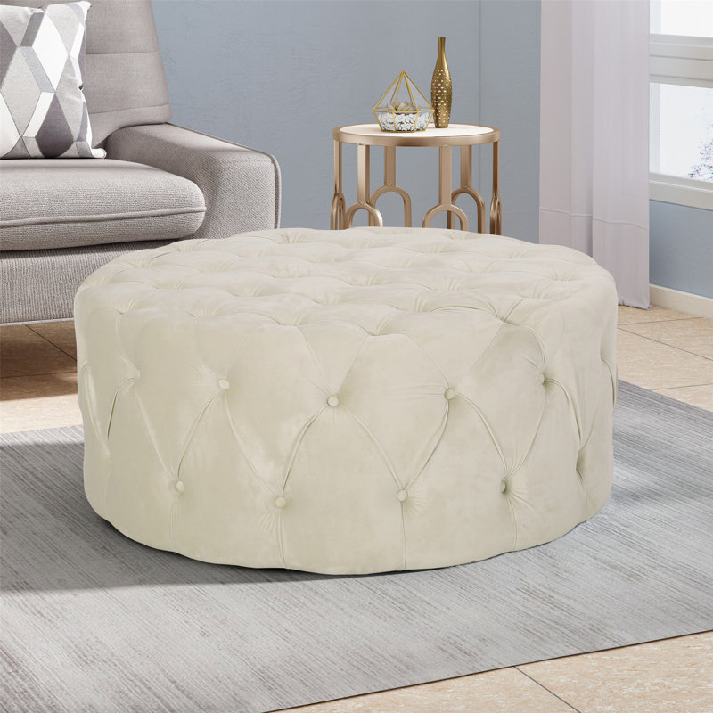 Repose-pieds contemporain pour espaces de vie, Beige