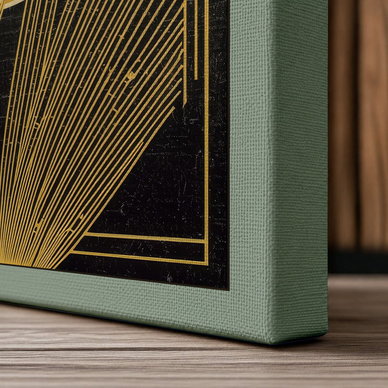 Lotus Deco Art Deco - Wrapped Canvas, 24x16 - 61.0 x 40.6 cm, Sage Border