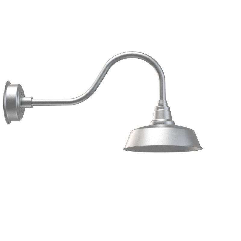 Luminaire de grange d'extérieur à DEL Vandervliet, Argent galvanisé, H 16,38 po x l 12 po x P 29,75 po