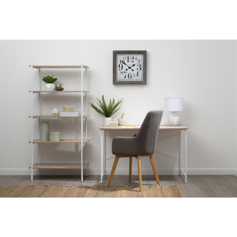 Octa 162cm H x 80cm W Manufactured Solid Wood Etagere Bookcase, Natural, White