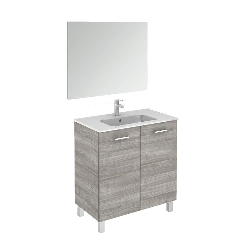 Ensemble de meuble-lavabo simple avec miroir Logic, Gris sable, 32"