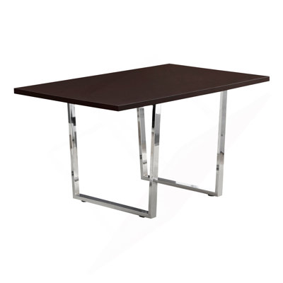 Table de salle à manger, rectangulaire, 60 po, cuisine, salle à manger, stratifié brun, métal chromé, contemporain, moderne