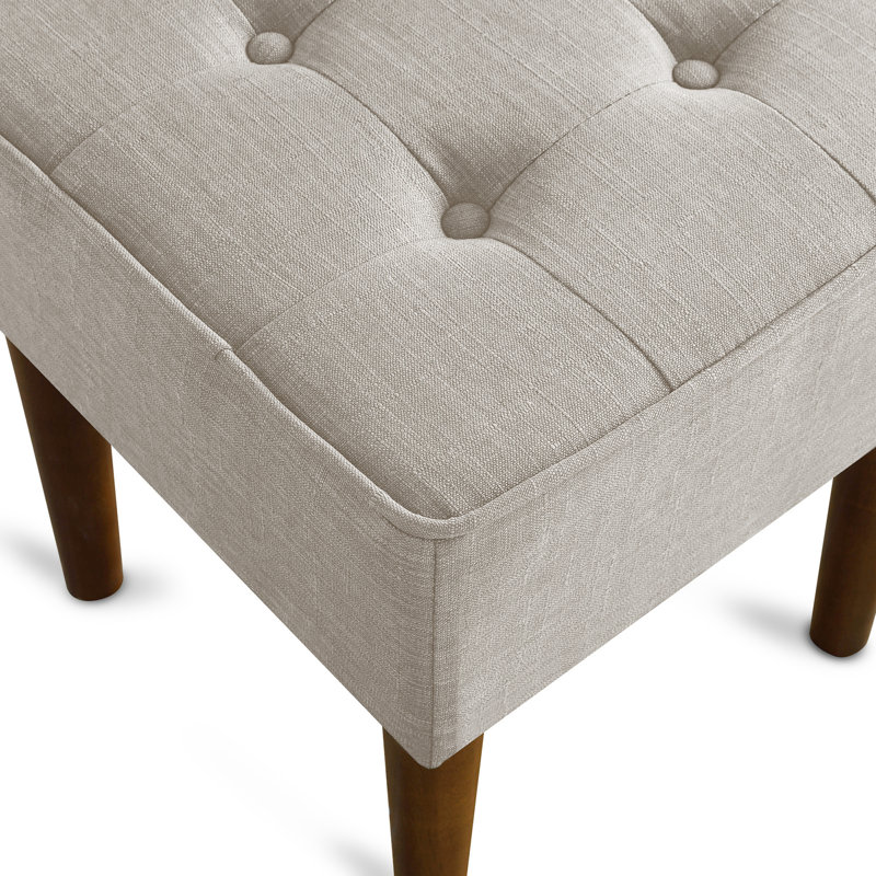 Tabouret de coiffeuse capitonné carré Elle Decor Aria, Colombe française