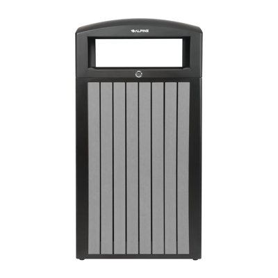 Steel With Plastic Slatted Panels 40 Gallon Curbside Outdoor Trash Can