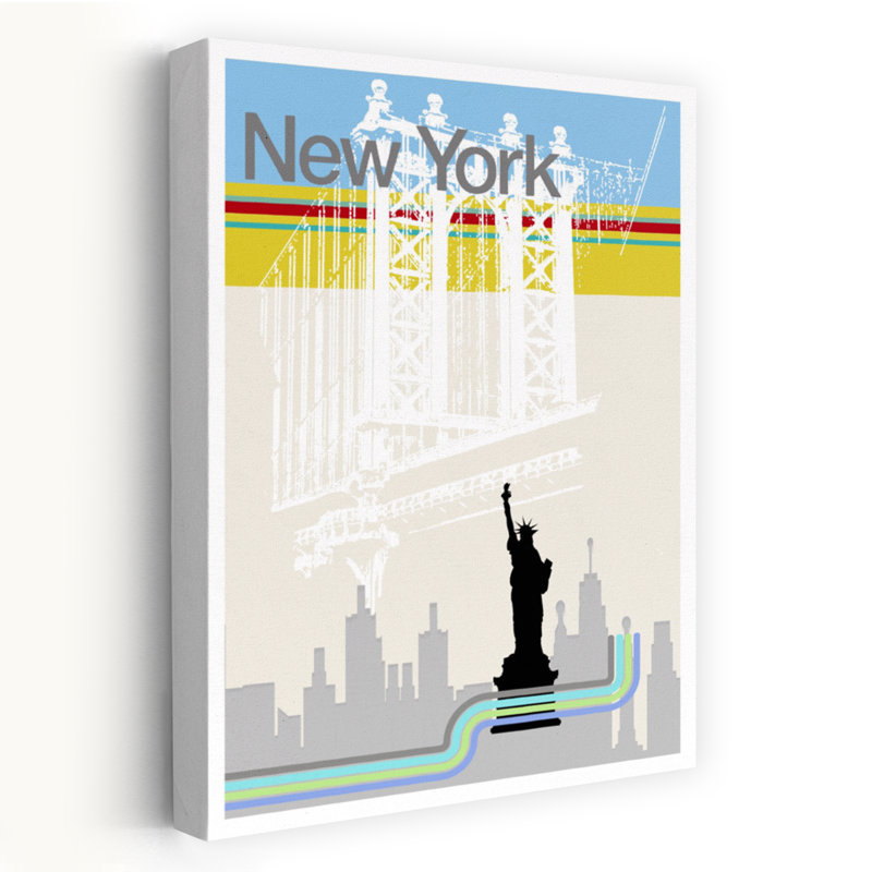 Art numérique, paysage urbain moderne de New York, H 24 po x l 16 po